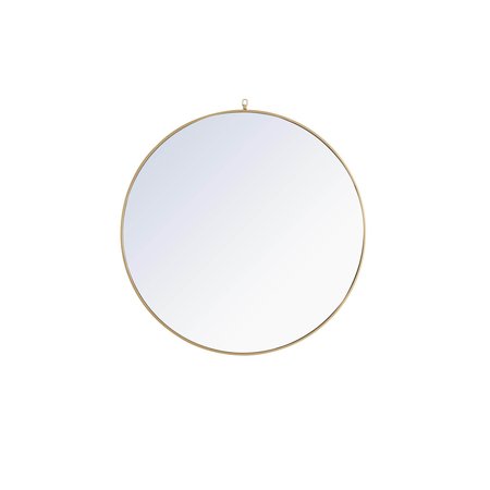 ELEGANT DECOR Metal Frame Round Mirror With Decorative Hook 48 Inch Brass Finish MR4068BR